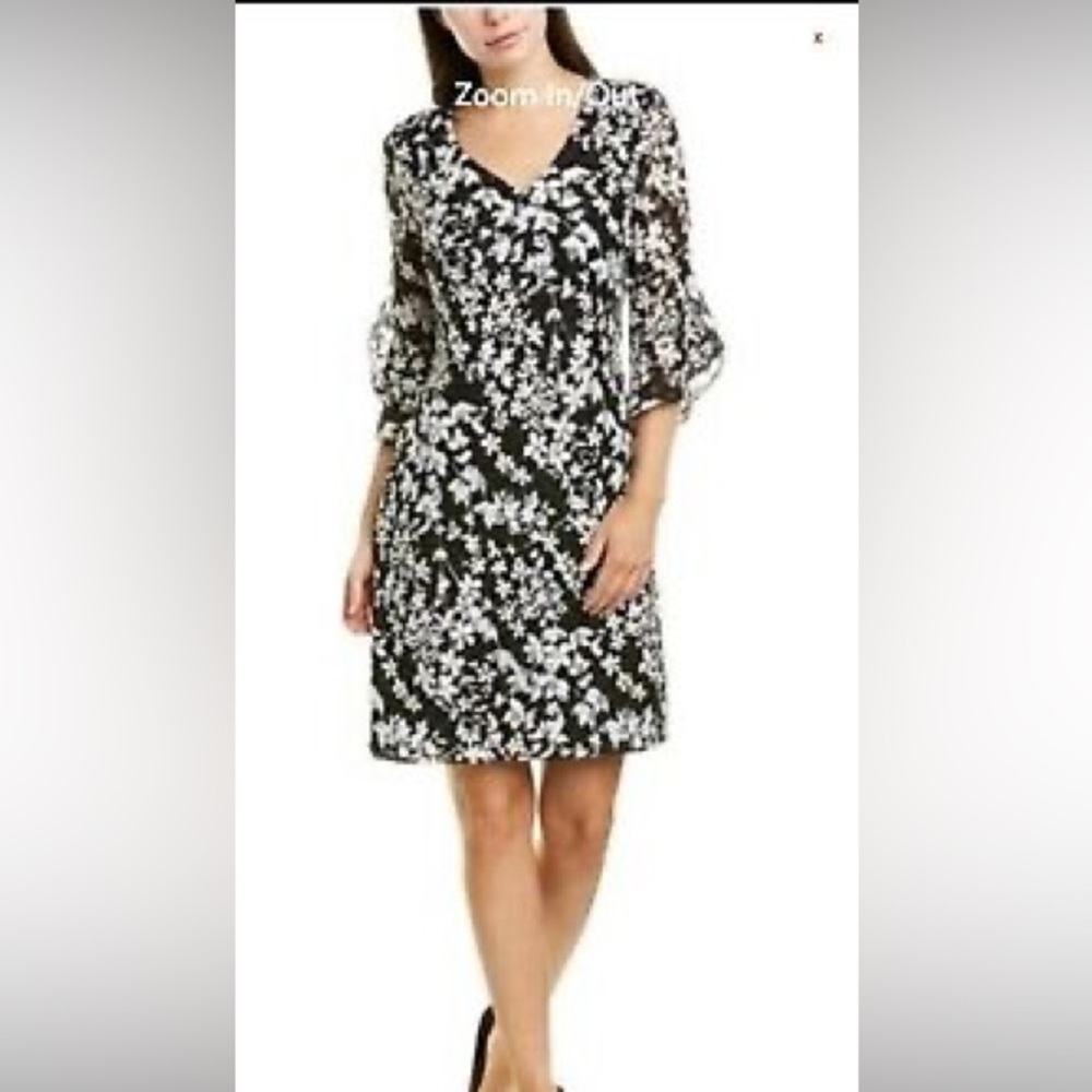 Black and white flowered cocktail dress